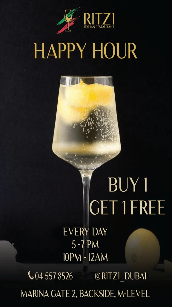 Happy Hour at Ritzi Italian Restaurant in Dubai