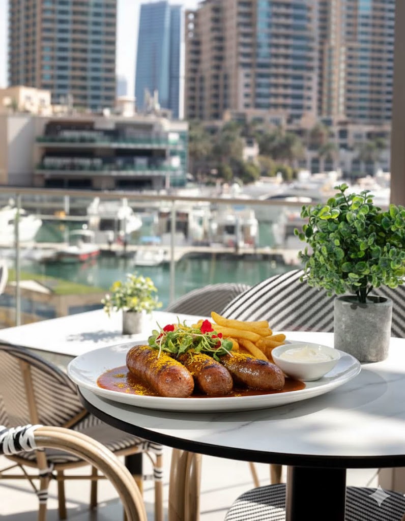 Eat german Currywurst at Dubai Marina